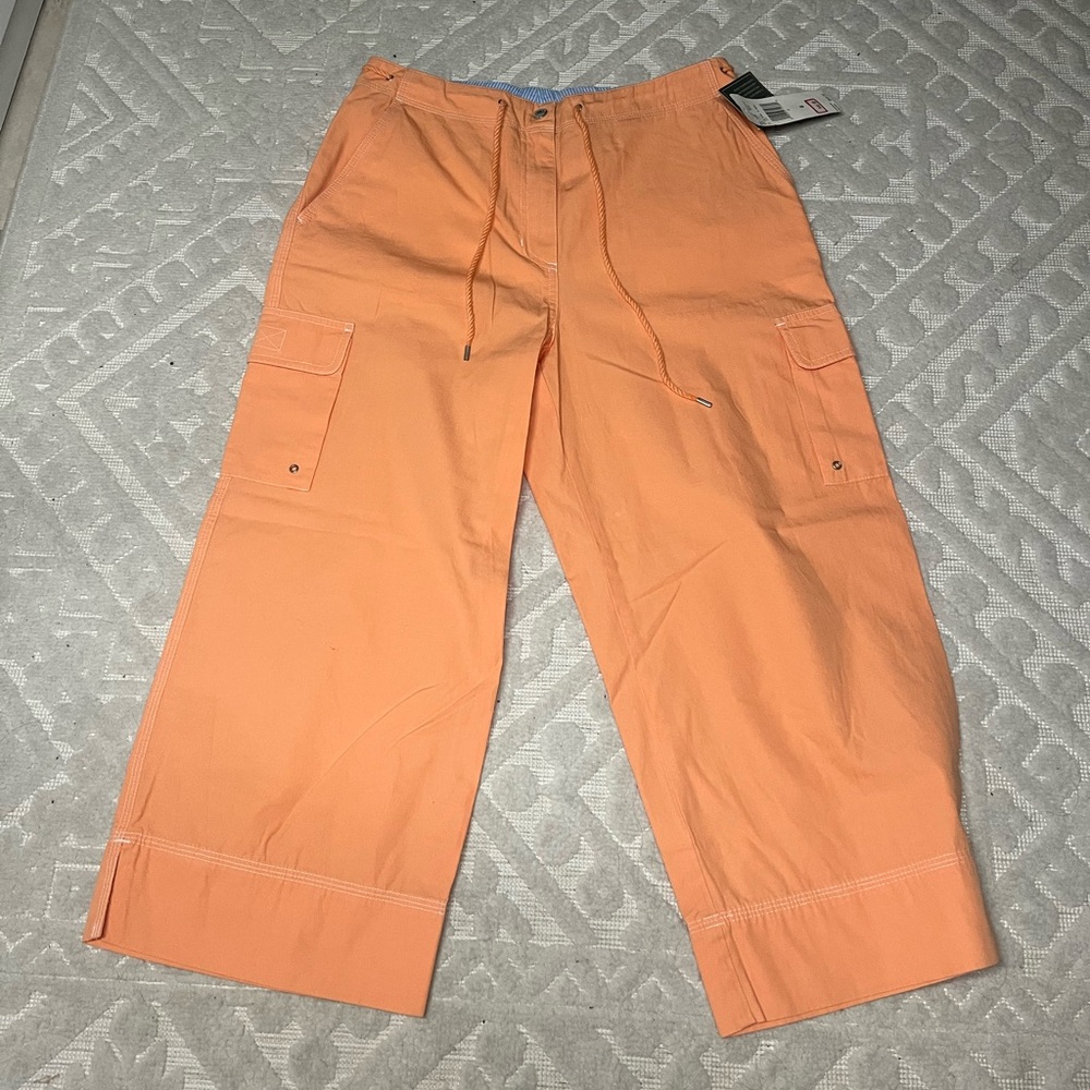 NWT Lauren By Ralph Lauren Orange Cargo Capri Pants Womens Size 6 A6